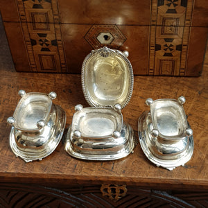 Rare Sterling Silver Set Of x4 Shelled Oak Leaf Trencher Salts Antique Georgian Circa 1811