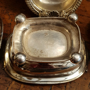 Rare Sterling Silver Set Of x4 Shelled Oak Leaf Trencher Salts Antique Georgian Circa 1811