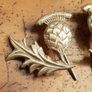 Sterling Silver Pair Of Hook Earrings As Scottish Thistles Antique circa 1910