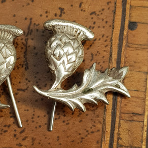 Sterling Silver Pair Of Hook Earrings As Scottish Thistles Antique circa 1910