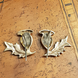 Sterling Silver Pair Of Hook Earrings As Scottish Thistles Antique circa 1910