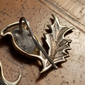 Sterling Silver Pair Of Hook Earrings As Scottish Thistles Antique circa 1910