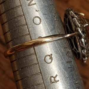 9k Gold Citrine Marcasite Daisy Style Ring Size UK P Vintage circa 1930's
