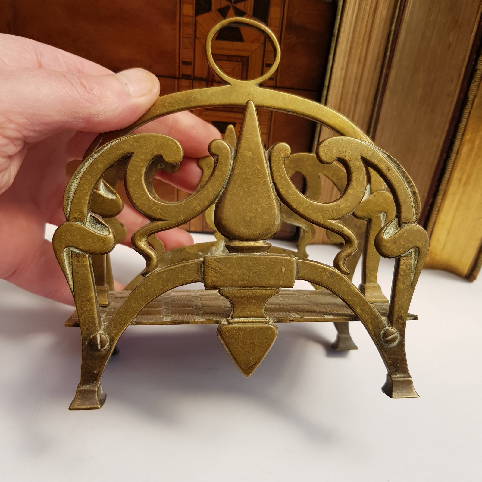 Hand Made Brass Ornate Letters Rack Antique Arts & Crafts Circa 1900