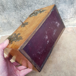 Carved Walnut Brass Mounted Gothic Trove Style Box With Lock & Key Antique Circa 1880