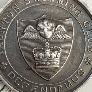 Sterling Silver Medal Taunton Swimming Club Defendamus Vintage Circa 1935
