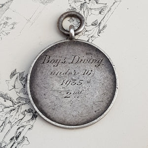 Sterling Silver Medal Taunton Swimming Club Defendamus Vintage Circa 1935