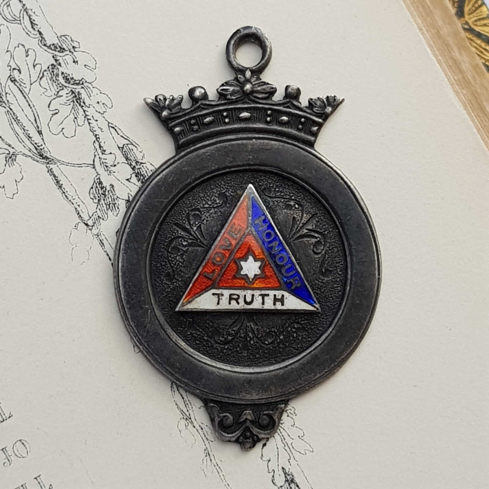 Sterling Silver Enamel Cadet Singing Prize Medal Named Antique Birmingham Circa 1925
