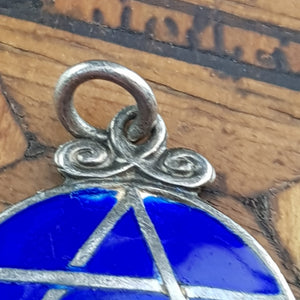 Sterling Silver Blue Enamel Star Of David Pendant Antique Birmingham circa 1920