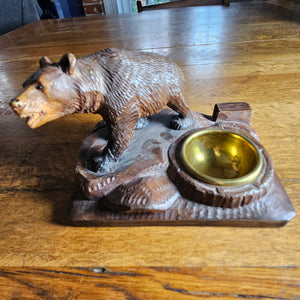 Carved Black Forest Bear Figure with Coin or Pin Tray Antique Victorian c1890