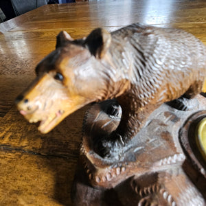 Carved Black Forest Bear Figure with Coin or Pin Tray Antique Victorian c1890