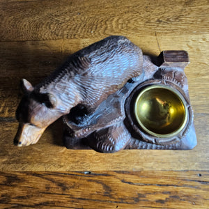 Carved Black Forest Bear Figure with Coin or Pin Tray Antique Victorian c1890