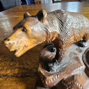 Carved Black Forest Bear Figure with Coin or Pin Tray Antique Victorian c1890
