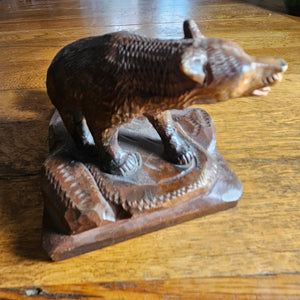 Carved Black Forest Bear Figure with Coin or Pin Tray Antique Victorian c1890