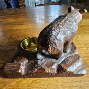 Carved Black Forest Bear Figure with Coin or Pin Tray Antique Victorian c1890
