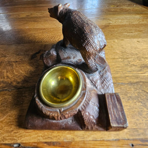 Carved Black Forest Bear Figure with Coin or Pin Tray Antique Victorian c1890