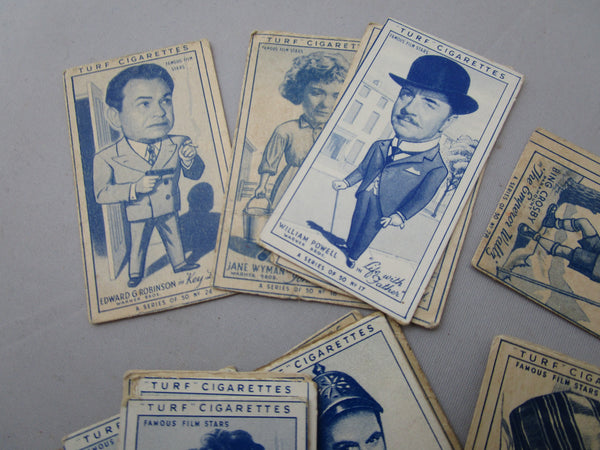 carreras cigarette cards film stars 28 Turf Cigarette Tobacco Cards Big Head Film Stars Vintage Mid Century  c1947