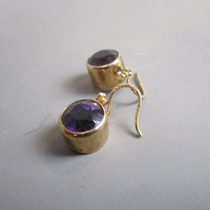 9ct Gold Amethyst And Diamond Drop Earrings Vintage Edwardian C1920