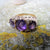 9ct Gold Amethyst And Diamond Ring Size U.K M Vintage c1970