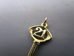 9k Gold 21st Birthday Key To The Door Pendant Charm Vintage Birmingham 1996