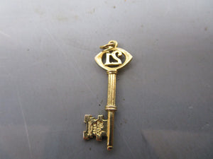 9k Gold 21st Birthday Key To The Door Pendant Charm Vintage Birmingham 1996