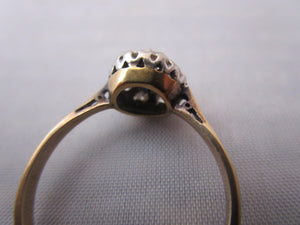 9k Gold Platinum Sapphire And Diamond Cluster Ring Vintage c1980