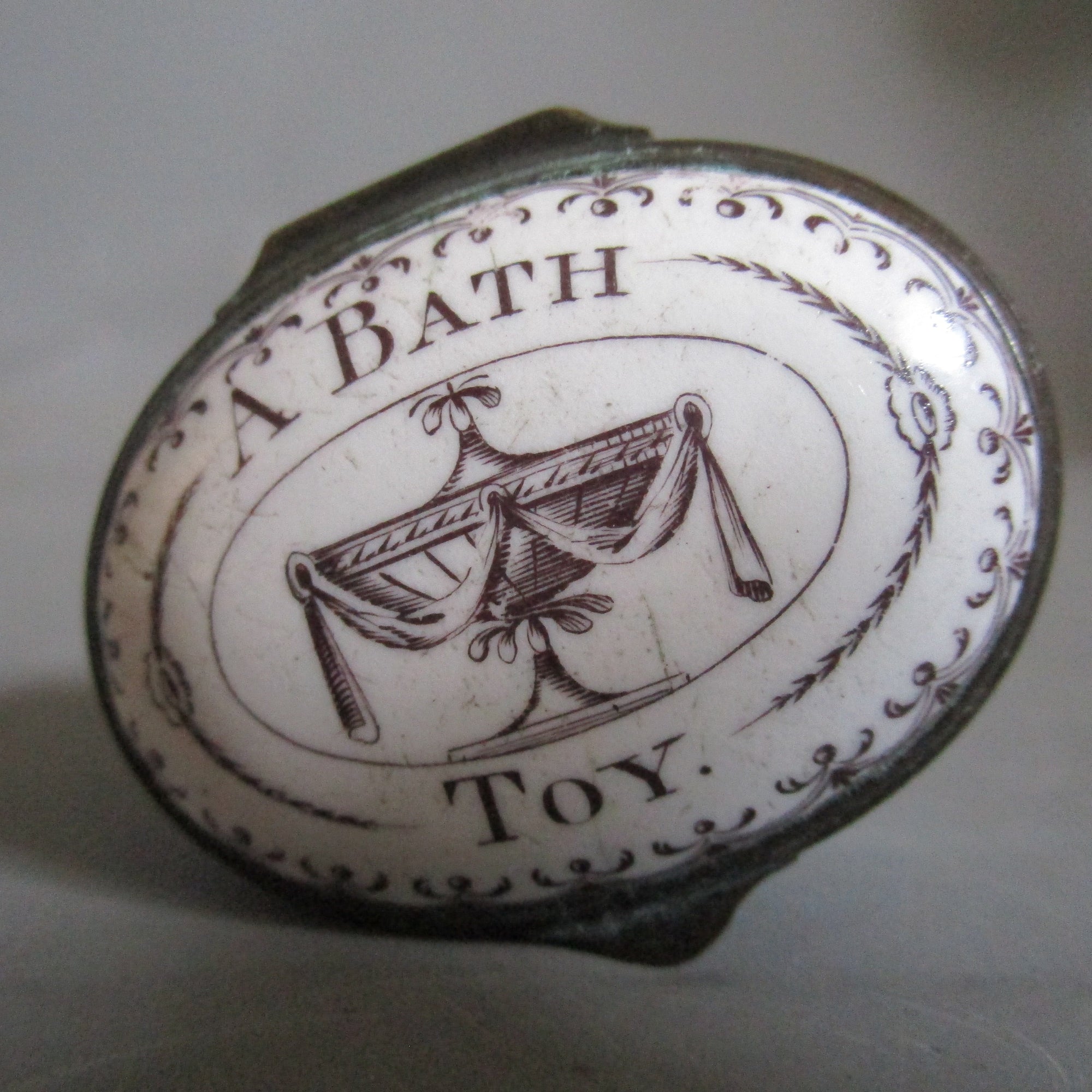 A Bath Toy Pale Lilac Oval Patch Box Antique Georgian c1830