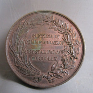 Antique Bronze Medallion Handel Festival Centenary Crystal Palace Performer Named Antique c1859