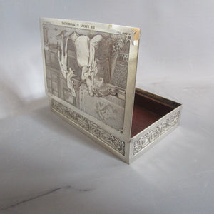 Antique Silver Plate Box La Lecon De Mandoline B. Wicker Sculpt A. Sani Pinxt Antique c1920
