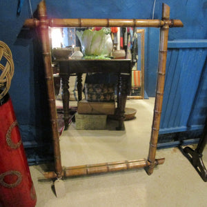 Bamboo Effect Large Mirror Antique Edwardian c1920
