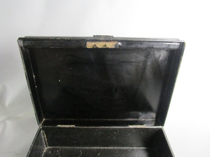Black Painted Tin Deeds Box Vintage c1940