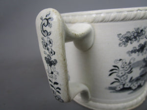 Black Transferware Tankard Antique Victorian c1840