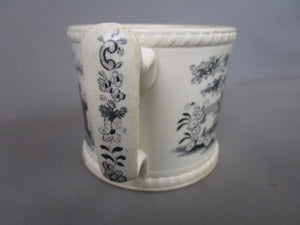 Black Transferware Tankard Antique Victorian c1840