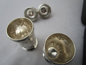 Boxed Pair Of Sterling Silver Pepperettes Antique Edwardian Birmingham 1905