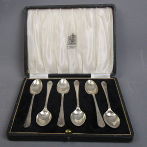 Boxed Set Of 6 George V Sterling Silver Spoons Golfing Interest Vintage Sheffield 1933