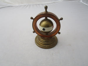 Brass And Copper Ships Wheel Globe Rotary Trumps Whist Bridge Marker Vintage Mid Century c1950