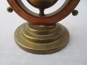 Brass And Copper Ships Wheel Globe Rotary Trumps Whist Bridge Marker Vintage Mid Century c1950