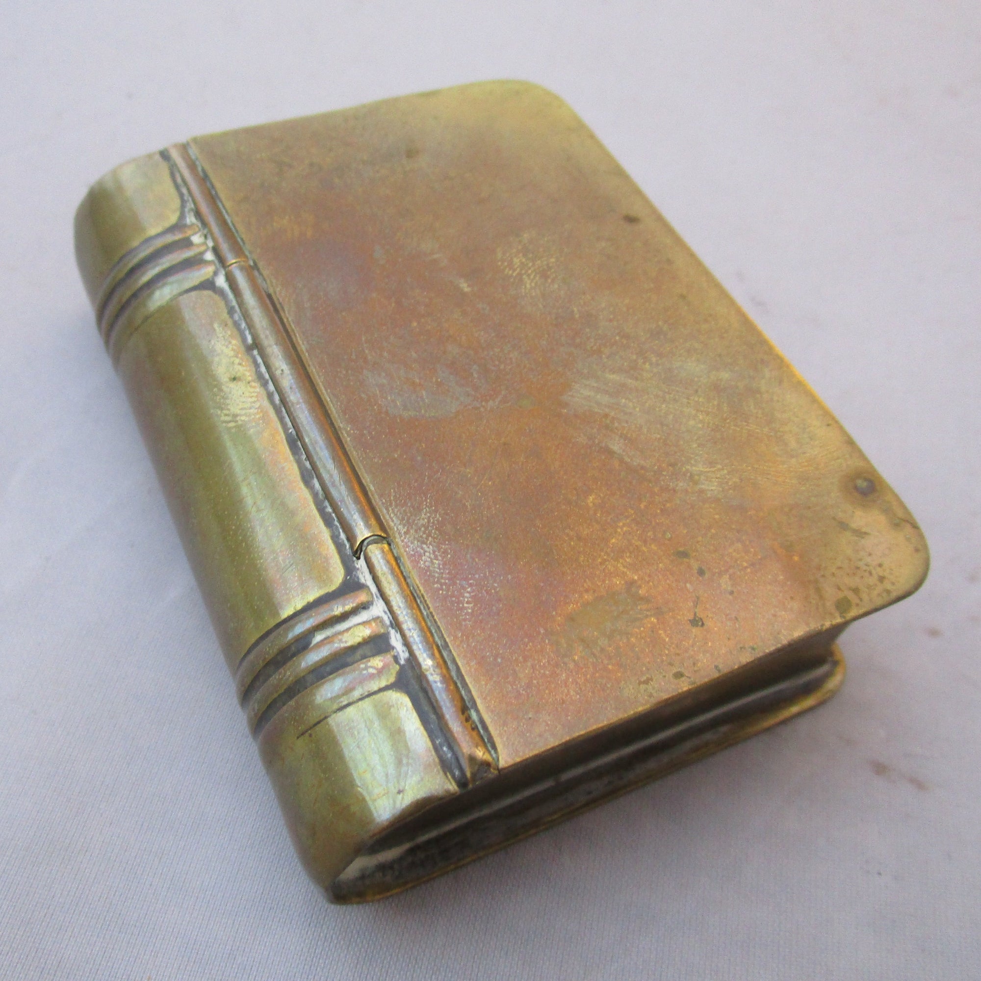 Brass Book Snuff Box Antique Victorian c1900