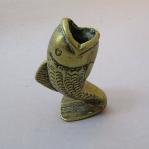 Brass Fish Match Holder Vesta Case Vintage Mid Century c1950