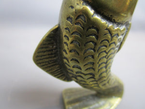 Brass Fish Match Holder Vesta Case Vintage Mid Century c1950