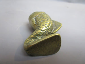 Brass Fish Match Holder Vesta Case Vintage Mid Century c1950