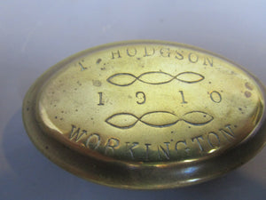 Brass Miners Snuff Box Antique Edwardian Workington 1910