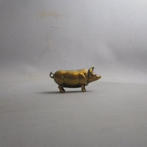 Brass Novelty Pig Vesta Match Box Case Antique Victorian c1900