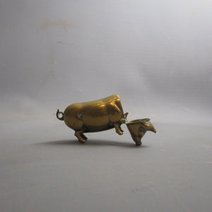 Brass Novelty Pig Vesta Match Box Case Antique Victorian c1900