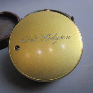 Brass Pocket Surveying Barometer In Case J. Coombes Devonport Antique Victorian c1880