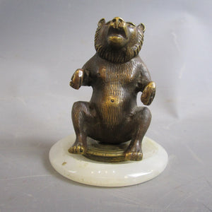 Bronze Bear Car Mascot now Mounted on Marble Base Antique Victorian c1890