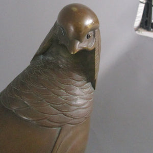 Bronze Golden Pheasant On Marble Base Vintage Art Deco style c1980