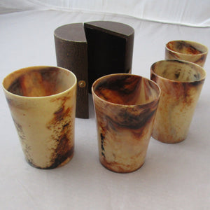 Cased Bandalasta Ware Marbled Set Of Four Nesting Tumblers Cups Vintage c1930