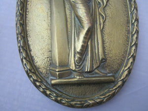 Cast Brass Plaque Of A Neoclassical Lady Antique Victorian c1860