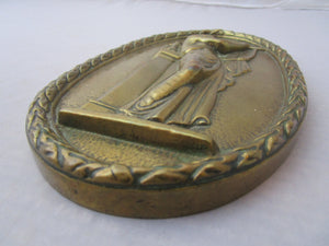 Cast Brass Plaque Of A Neoclassical Lady Antique Victorian c1860